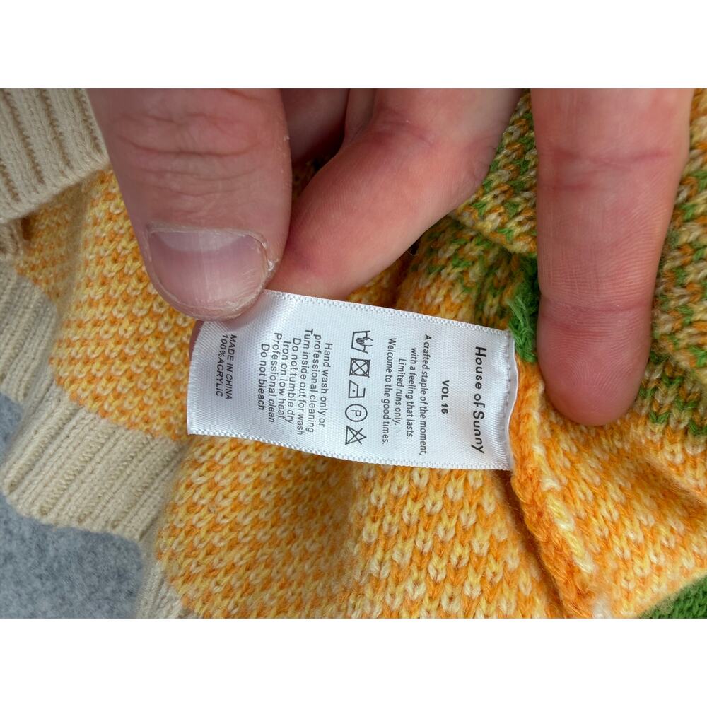 House of Sunny Day Tripper Jacquard Orange/Yellow Cardigan Size US 4 - Picture 6 of 14